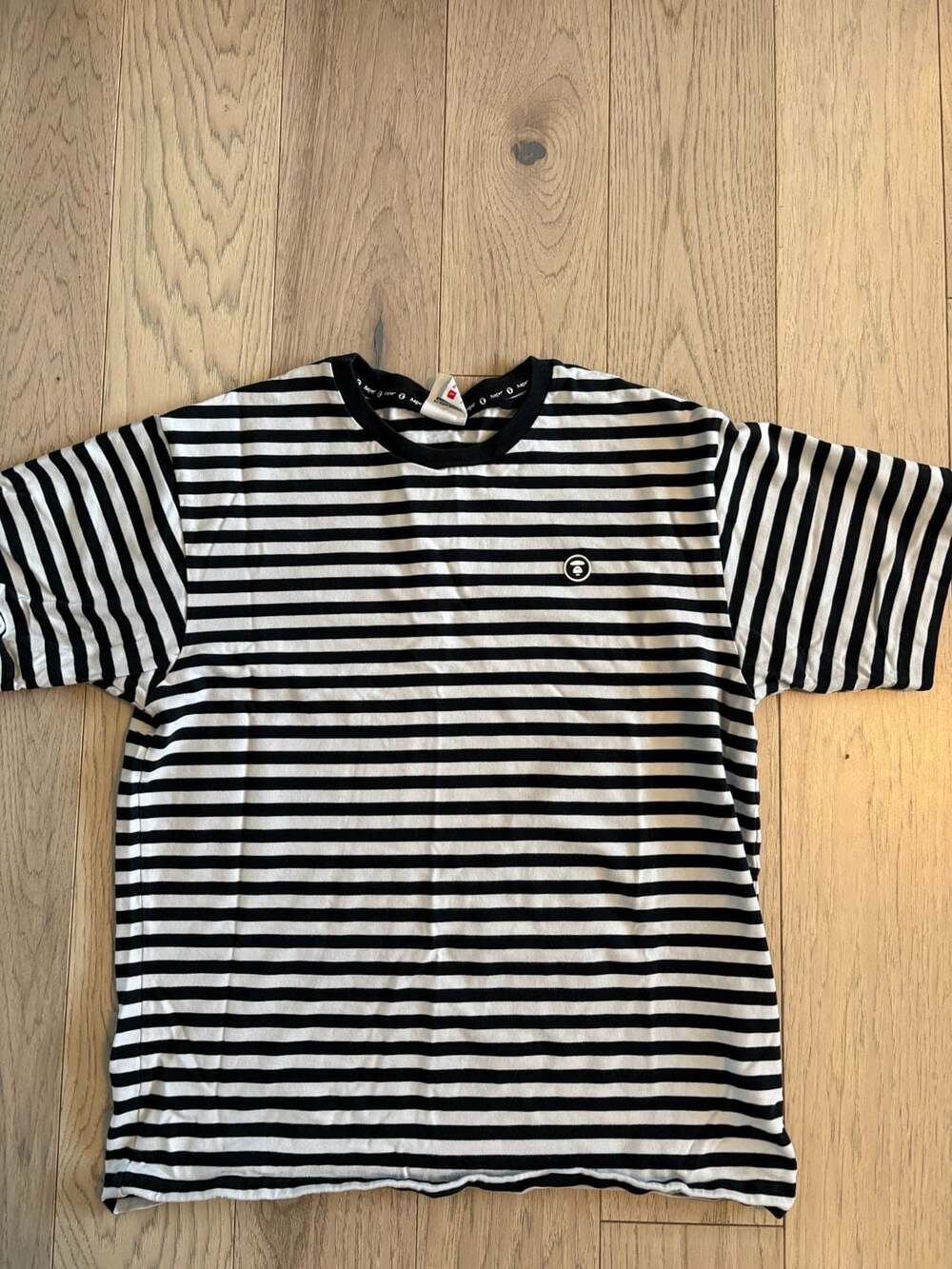 Aape By A Bathing Ape Striped Moonface Logo T-Shirt Size L